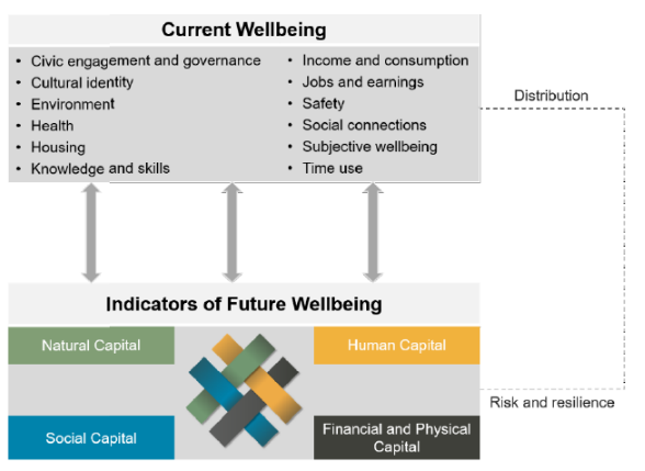 Figure 1 - Complete Living Standards Framework 2018 version. Reproduced from New Zealand Treasury (2018)
